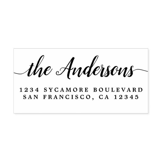 Tampons Encreurs Chic Script Calligraphy Nom de famille Adresse de (Impression)