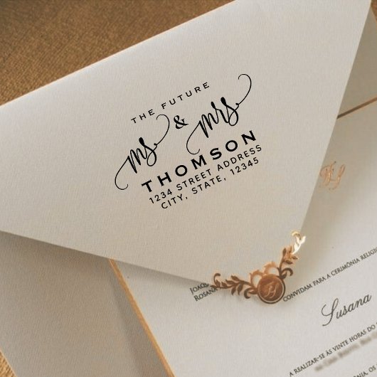 Tampons Encreurs Chic Script Future M. Mme Mariage Adresse de retou