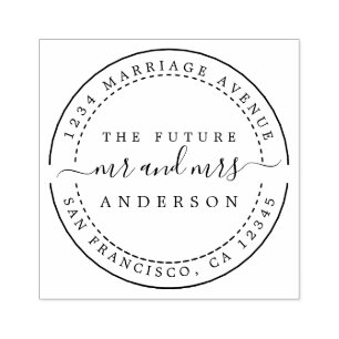 Tampons Encreurs Chic Script Future M. Mme Round Return Adresse