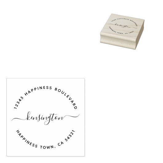 Tampons Encreurs Chic Script Nom de famille Adresse de retour (Tamponné)