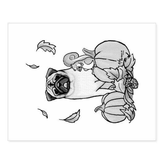 Tampons Encreurs Chien Carlin d'automne (fawn) Citrouille mignon Fe (Impression)