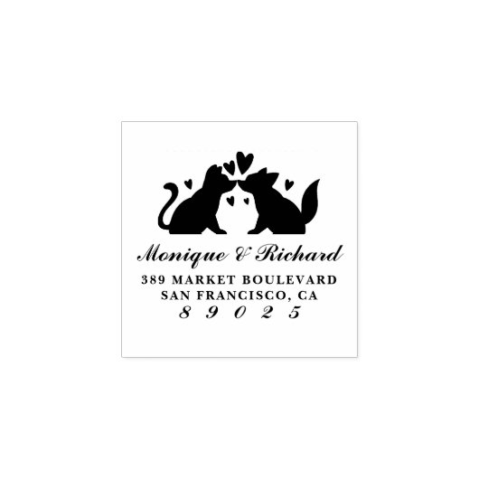 Tampons Encreurs Chien Couple Silhouette Noms Mariages Adresse de r (Impression)