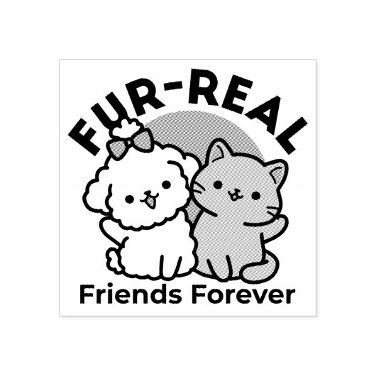 Tampons Encreurs Chien et chat mignons 'Amis pour toujours Fur-Real (Impression)