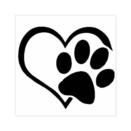 Tampons Encreurs Chien Paw Coeur Silhouette Timbre en caoutchouc (Impression)