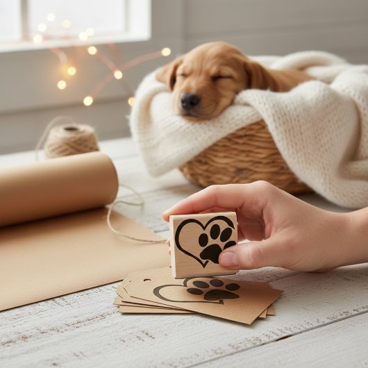 Tampons Encreurs Chien Paw Coeur Silhouette Timbre en caoutchouc