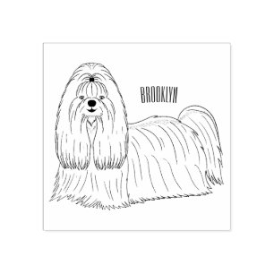 Tampons Encreurs Chih tzu long cheveux dessin de chien