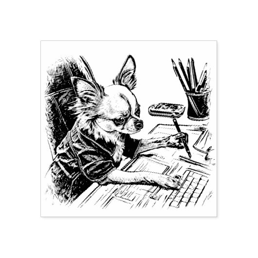 Tampons Encreurs Chihuahua Artiste No 4 Timbre en caoutchouc (Impression)