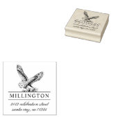 Tampons Encreurs Chouette à main | Nom de famille et adresse de ret (Tamponné)