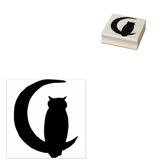 Tampons Encreurs Chouette assise sur le croissant de lune (Tamponné)