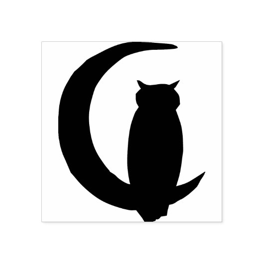 Tampons Encreurs Chouette assise sur le croissant de lune (Impression)