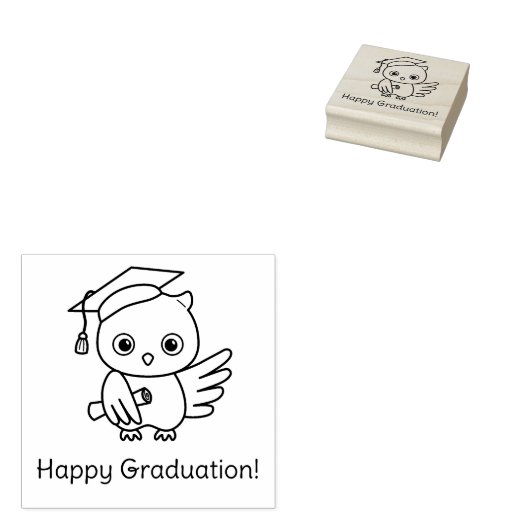 Tampons Encreurs Chouette mûre dans un Casquette de graduation tena (Tamponné)