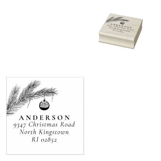 Tampons Encreurs Christmas Bauble Elegant Script Retourner l'adress (Tamponné)