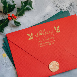 Tampons Encreurs Christmas & Holly Whimsical Script Return Adresse