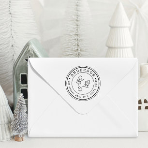 Tampons Encreurs Christmas Mittens Nom de famille Adresse circulair