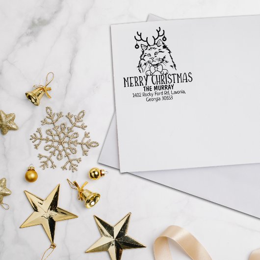 Tampons Encreurs Christmas Rag Doll Chat Retour Adresse