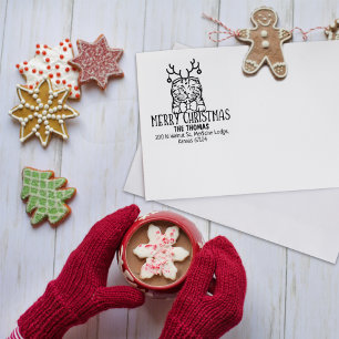 Tampons Encreurs Christmas Scottish Fold Cat Adresse de retour