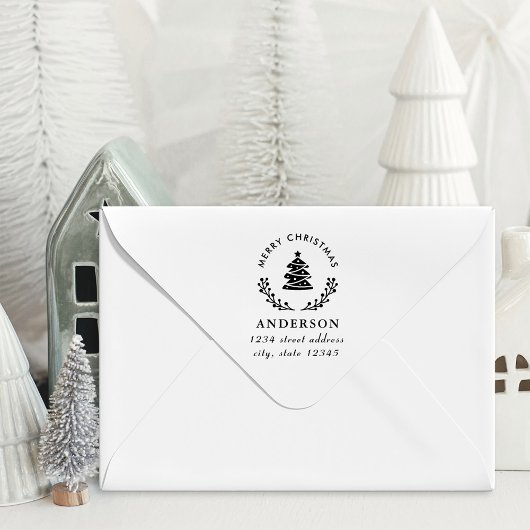 Tampons Encreurs Christmas Tree Globe Nom de famille Adresse de ret
