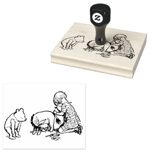 Tampons Encreurs Christopher Robin mettant la queue d'Eeyore (Tamponné)