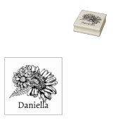 Tampons Encreurs Chrysanthemum Black Line Drawing with Your Name (Tamponné)