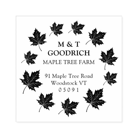 Tampons Encreurs Circle of Maple Feuilles Adresse de retour personn (Impression)