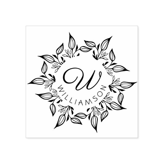 Tampons Encreurs Circulaire végétale Feuille Nom et monogramme (Impression)