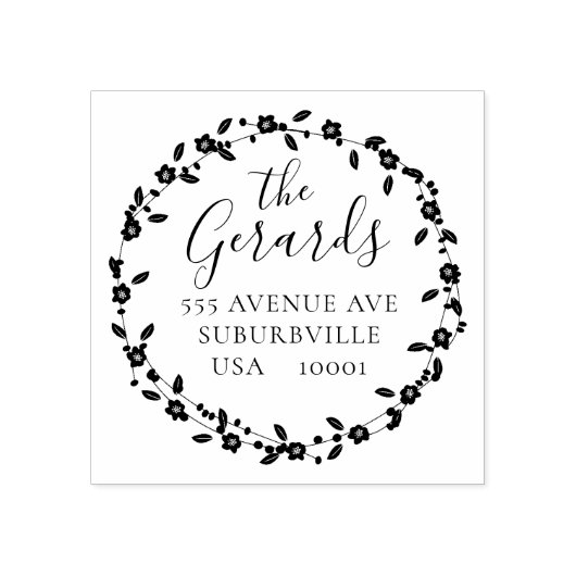 Tampons Encreurs Circulaire Wreath Family Adresse Timbre en caoutch (Impression)