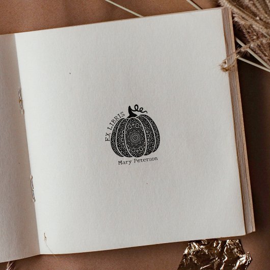 Tampons Encreurs Citrouille moderne Mandala Custom Ex Librairies, L