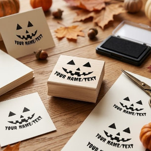 Tampons Encreurs Citrouille personnalisée Halloween nom noir et bla