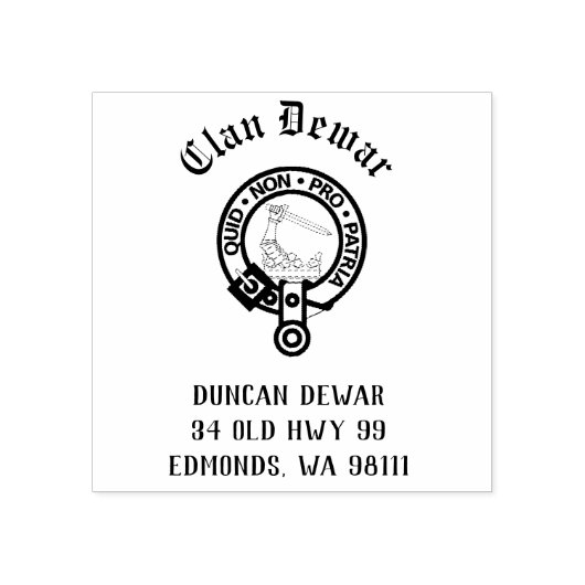 Tampons Encreurs Clan Dewar Crest Badge personnalisable en caoutcho (Impression)