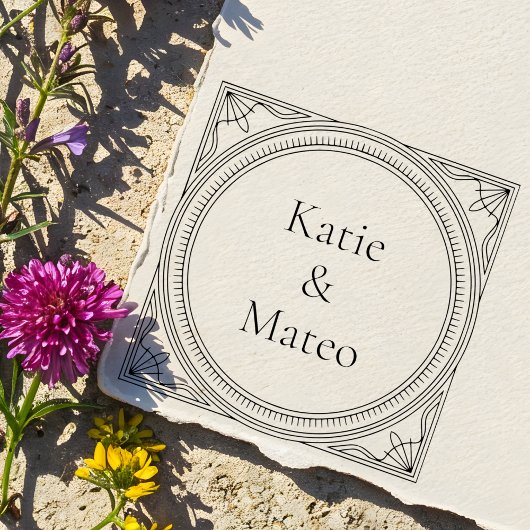 Tampons Encreurs Classic Art Deco Wooden Couple's Names