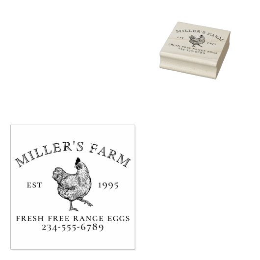 Tampons Encreurs Classic Chicken Egg Stamp With Your Farm Name (Tamponné)
