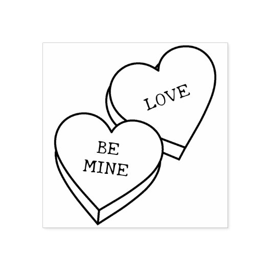 Tampons Encreurs Classic Custom Valentine Candy Hearts en caoutchou (Impression)