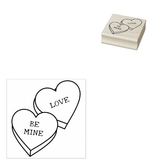 Tampons Encreurs Classic Custom Valentine Candy Hearts en caoutchou (Tamponné)