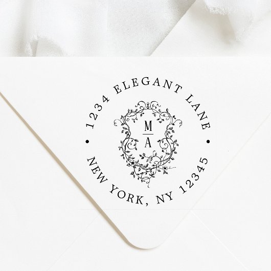 Tampons Encreurs Classic Floral Crest Wedding Return Address