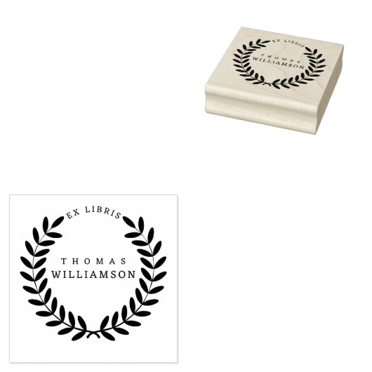 Tampons Encreurs Classic Laurel Wreath Nom personnalisé Ex Libris L (Tamponné)