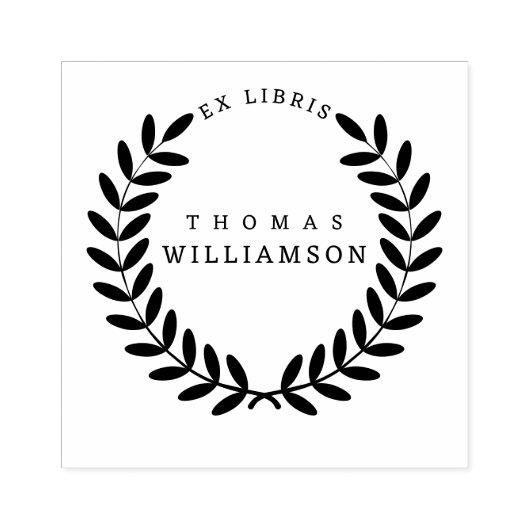 Tampons Encreurs Classic Laurel Wreath Nom personnalisé Ex Libris L (Impression)