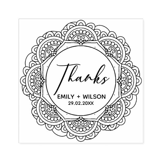 TAMPONS ENCREURS CLASSY ORNATE MANDALA SCRIPT PERSONNALISÉ MERCI MA (Impression)