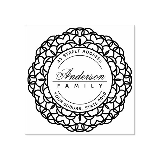 TAMPONS ENCREURS CLASSY ORNATE PERSONNALISÉ NOM DE FAMILLE RENVOI A (Impression)