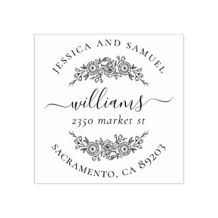 Tampons Encreurs Classy Wreath Couple Typography Adresse de retour