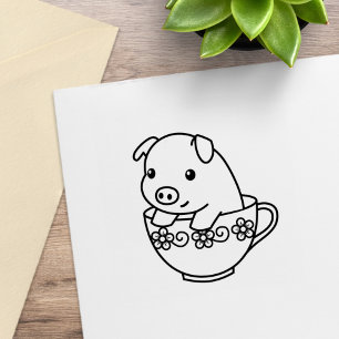 Tampons Encreurs Cochon de porc mignon dans un thé