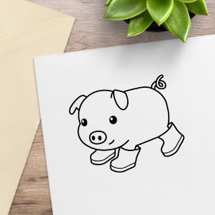 Tampons Encreurs Cochon de porc mignon en bottes en caoutchouc