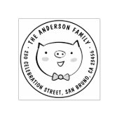 Tampons Encreurs Cochon personnalisé Nom de famille Ronde Adresse d (Impression)