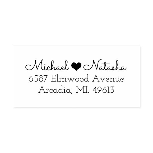 Tampons Encreurs Coeur Couple Adresse de retour Timbre en caoutchou (Impression)