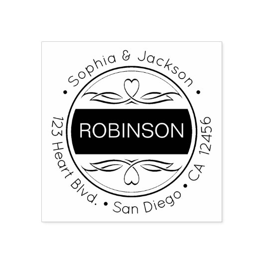Tampons Encreurs Coeurs & Flouris Friendly Round Return Adresse (Impression)