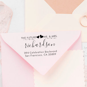 Tampons Encreurs Coeurs personnalisés et M. & Mme Mariage Adresse d