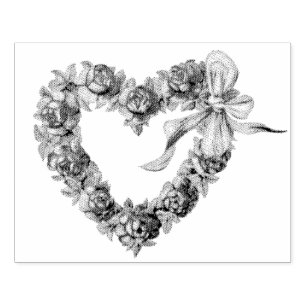 Tampons Encreurs Coeurs Rose vintages couronne fleurie joli Mariage
