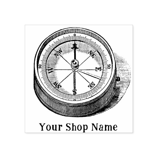 Tampons Encreurs Compass personnalisé Petite entreprise rustique (Impression)