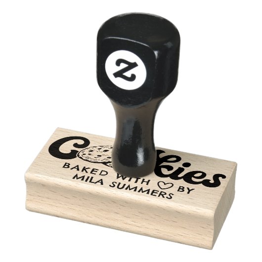 Tampons Encreurs Cookies cuits avec amour par nom personnalisé (Tampon)