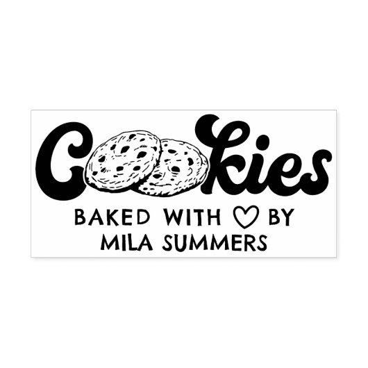 Tampons Encreurs Cookies cuits avec amour par nom personnalisé (Impression)