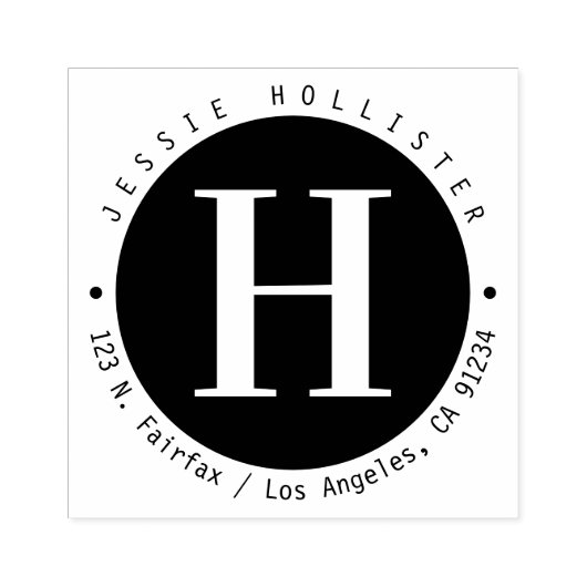 Tampons Encreurs Cool Cercle noir Monogramme Adresse de retour (Impression)